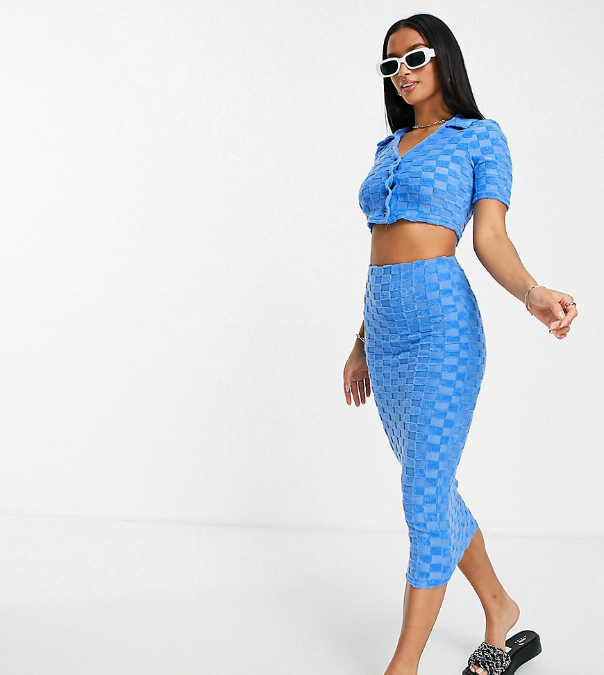 River Island Petite co-ord towelling skirt in bright blue