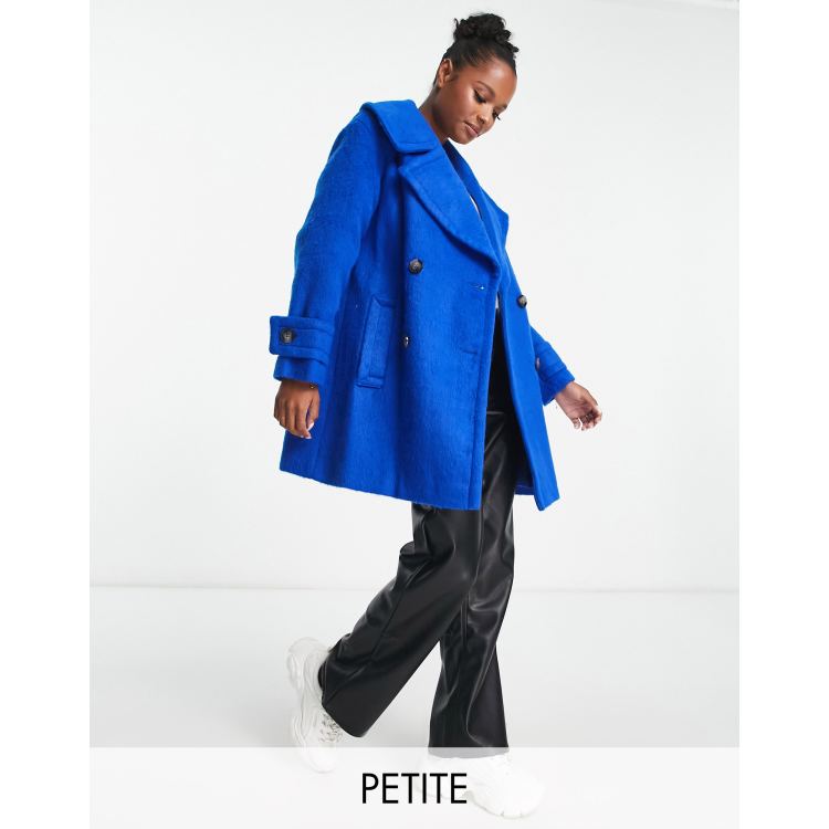 River Island Petite cocoon coat in bright blue | ASOS