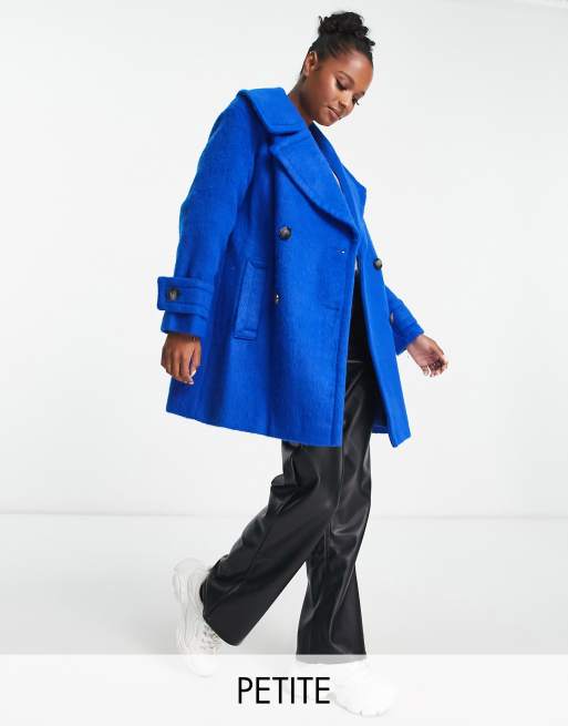 River Island Petite cocoon coat in bright blue | ASOS