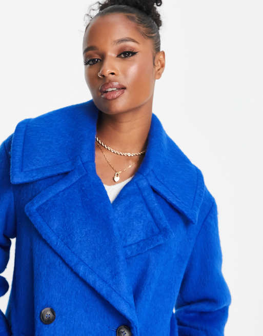 River Island Petite cocoon coat in bright blue | ASOS