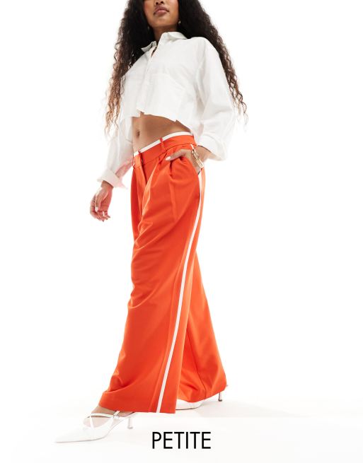 River Island Petite contrast side stripe pants in red