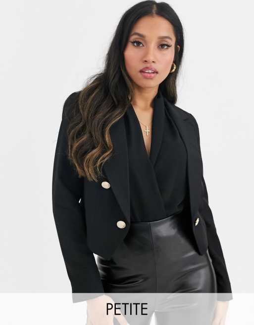 River Island Petite cropped blazer in black | ASOS