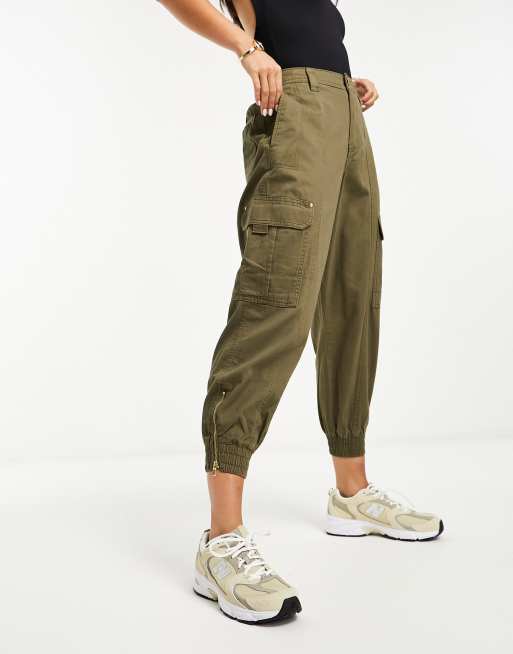 ASOS 4505 Petite Washed Wide Leg Jogger With Combat Pocket-Brown for Women