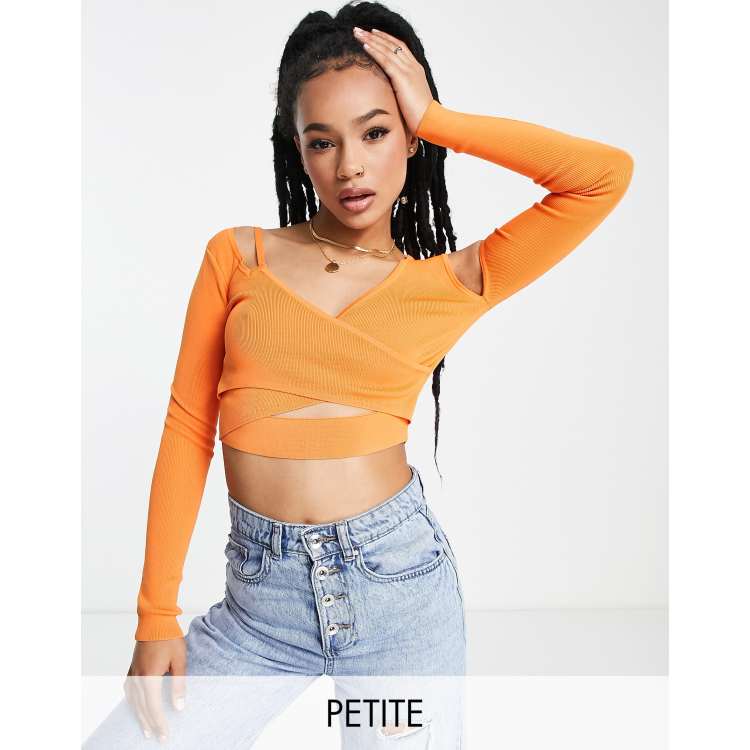 Orange wrap skirt river island sale