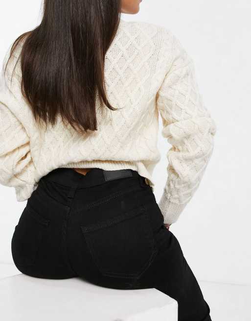 River Island Petite – Czarne jeansy dzwony ze średnim stanem, 3 z 4