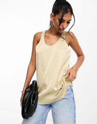River Island Petite racer tank with scoop neck in gold - ASOS Price Checker