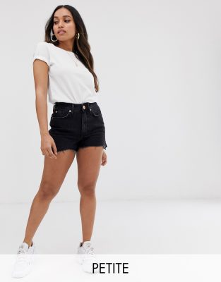 petite black denim shorts