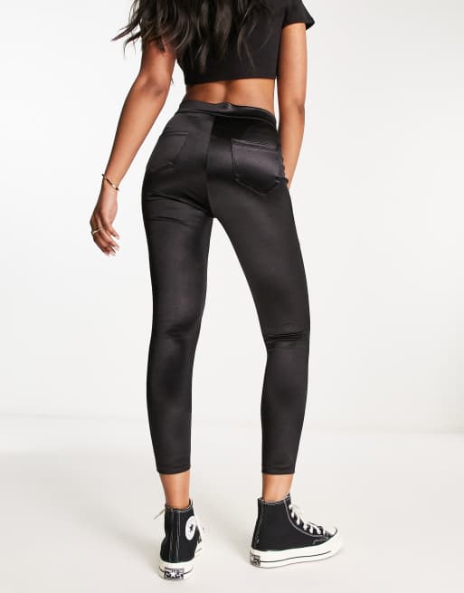 River Island Petite disco legging pants in black