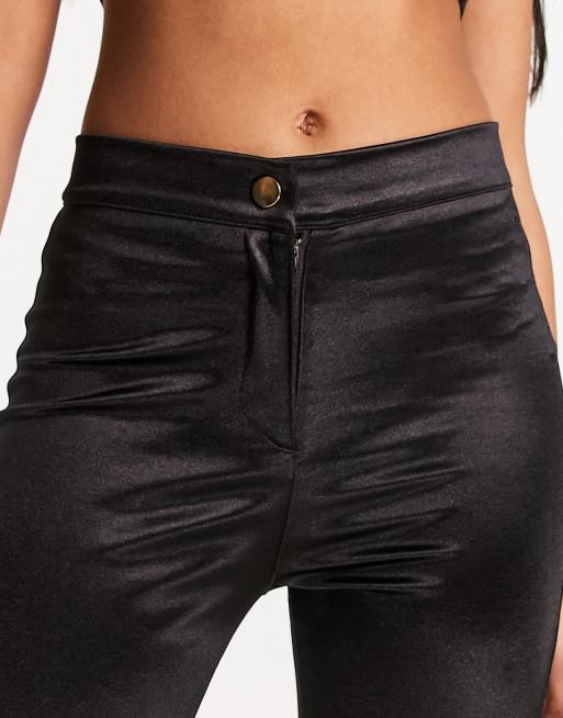 Black Zip Hem Disco Legging, Pants