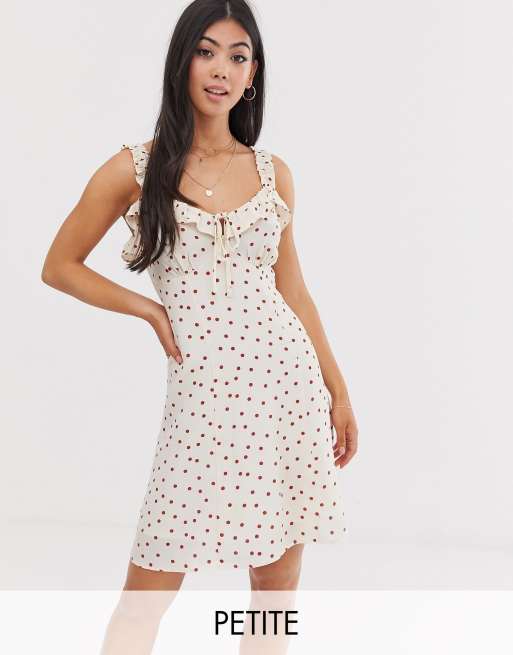 River Island Petite dress with frill detail in polka dot | ASOS