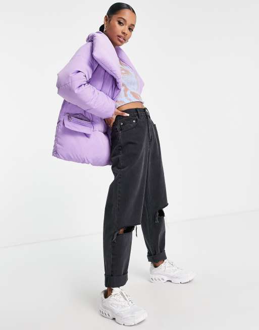 Lilac puffer 2025 jacket river island