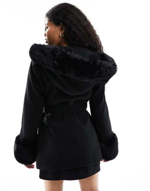 Faux Fur Coat River Island Robe Coat River Island Petite Faux Fur