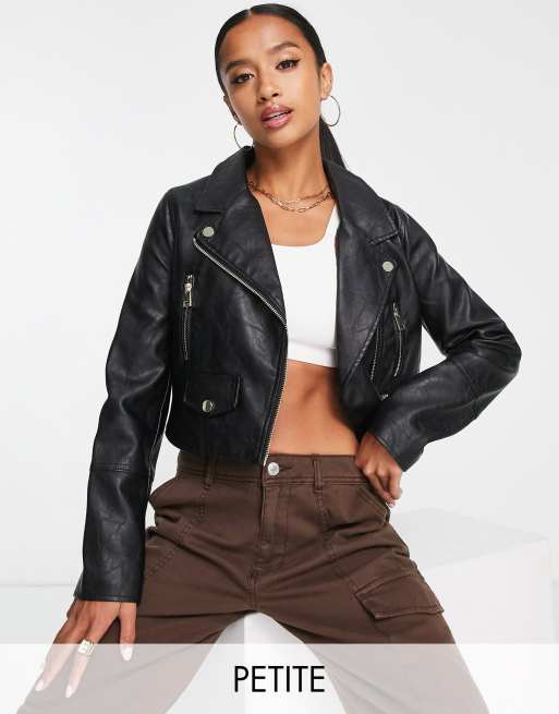 Petite faux leather on sale jacket