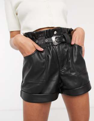 black leather shorts river island