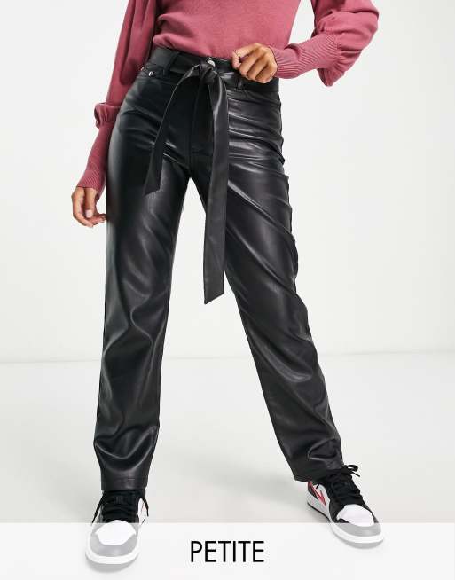 Petite Faux Leather Straight Leg Pants