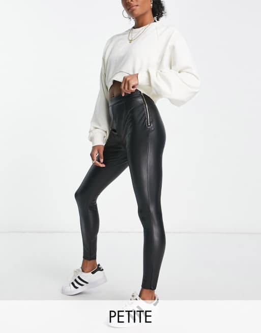 Black Leather Pants (Petite) Side Zipper