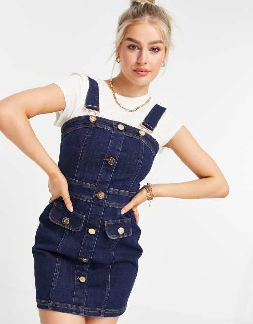 Denim Dungaree Mini Dress