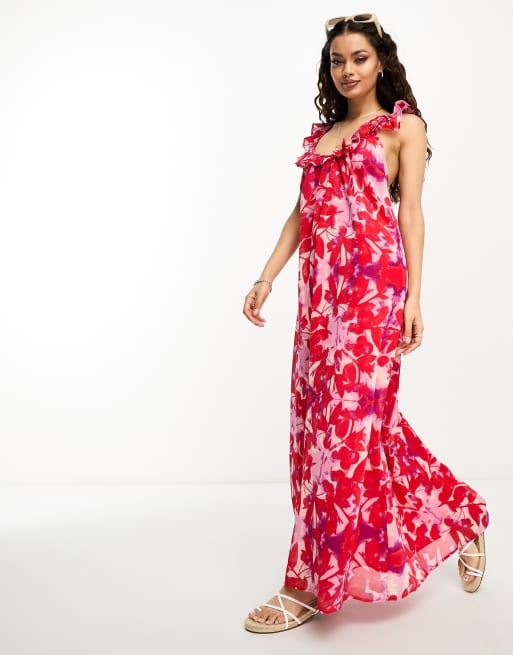 Floral Frill Slip Maxi Skirt