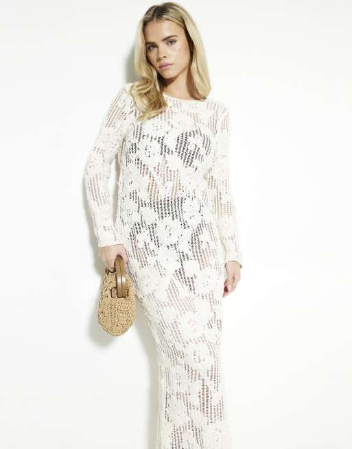 River Island Petite floral lace maxi dress in cream