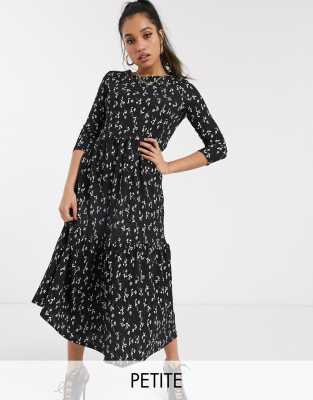 black print midi dress