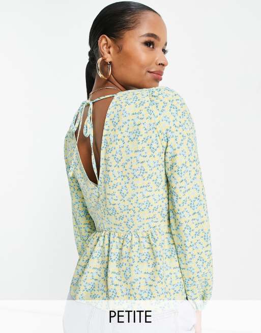River Island Petite floral print peplum blouse in light green