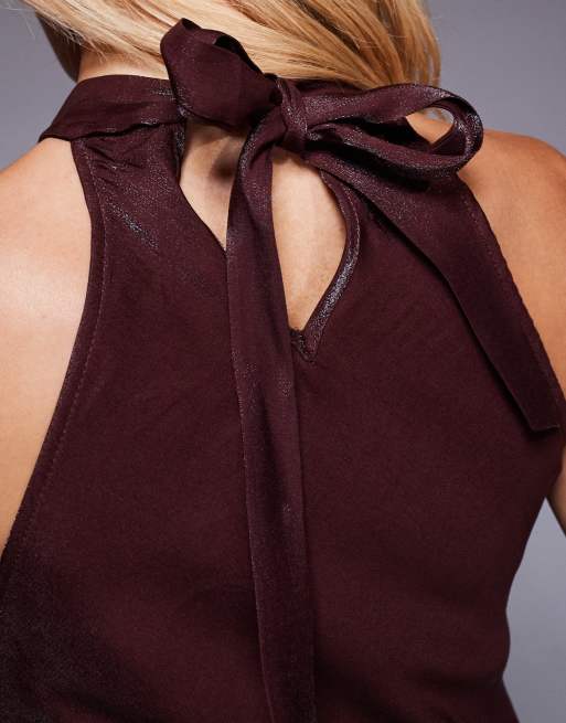 River Island petite halterneck maxi dress in bronze, 4 of 4