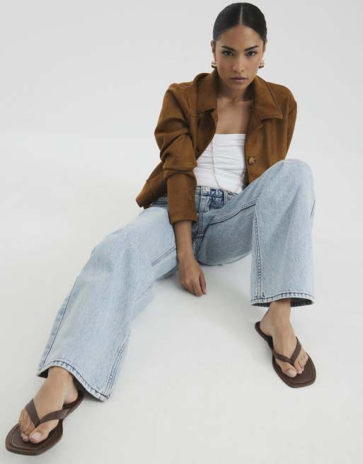 River Island Petite high rise relaxed straight jeans in denim - light, 2 of 4