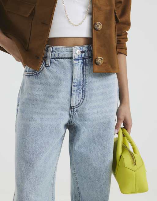 River Island Petite high rise relaxed straight jeans in denim - light, 4 of 4
