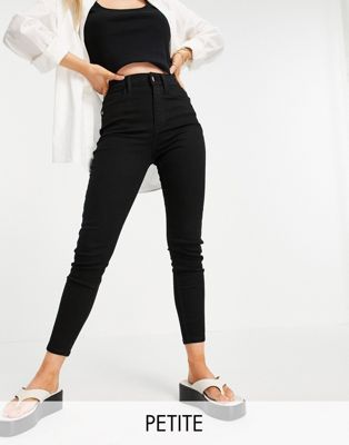 River Island Petite high rise skinny jeans in black - ASOS Price Checker