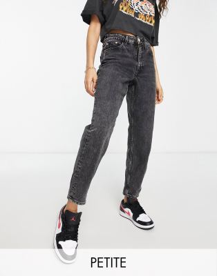 River Island Petite high waist mom jeans in black