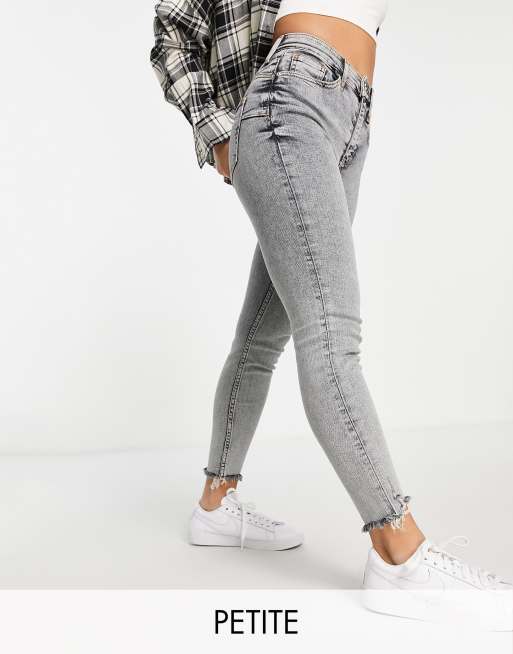 River Island Petite high waisted bum sculpt skinny jeans in grey