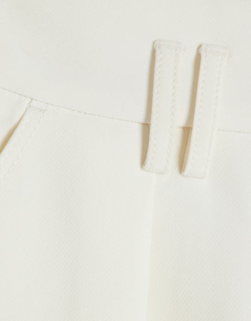 River Island Petite high waisted wide leg pants in cream, 3 of 3