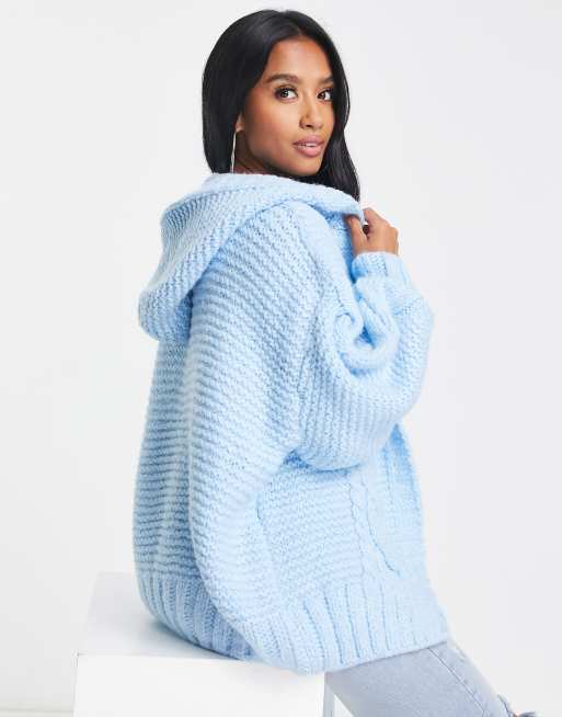 Knit Cardigan Chunky Knit Hooded Bomber Jacket Chunky Knit 