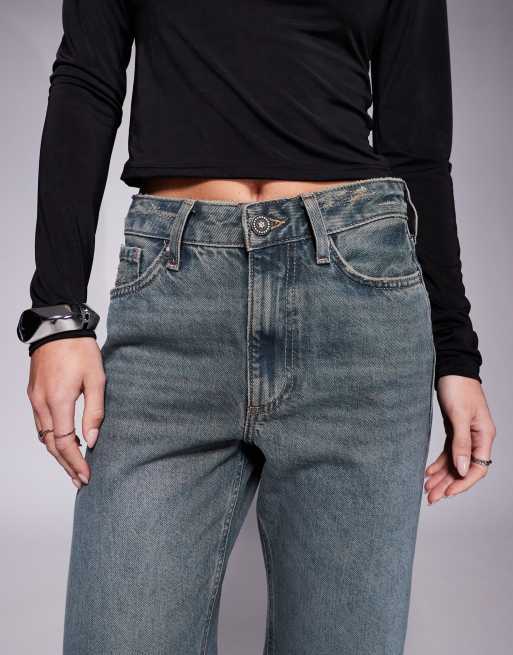 River Island Petite - Jeans dritti taglio comodo blu lavaggio scuro, 5 di 5