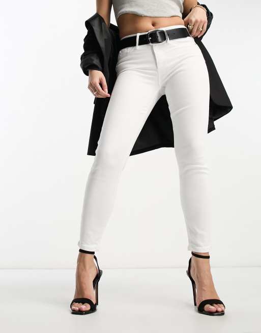 River Island Petite - Jeans modellanti a vita medio alta bianchi, 4 di 5