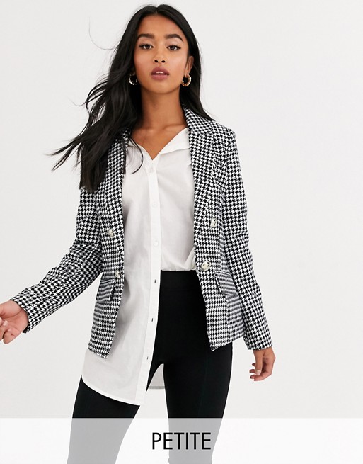 River Island Petite jersey blazer in dogtooth check