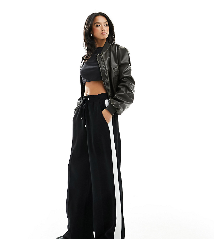 River Island Petite jogger with stripe side in black