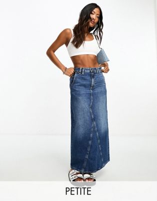 River Island Petite maxi skirt with seam detail in blue - ASOS Price Checker