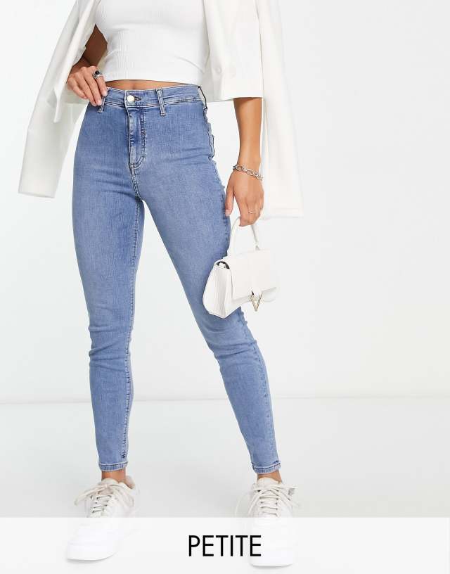 River Island Petite Kaia high rise skinny jeans in light blue