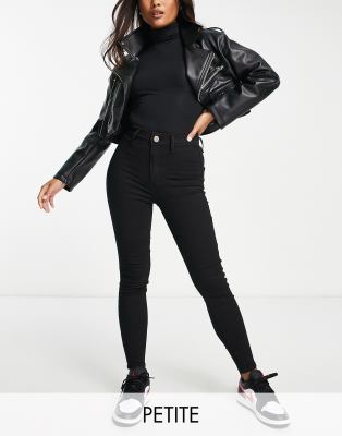 River Island Petite - Kaia - Jeans mit hohem Bund in Schwarz