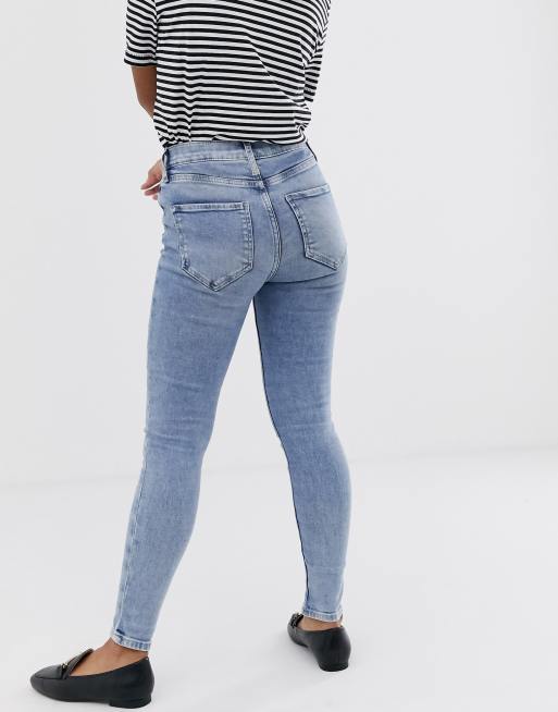 River Island Petite Kaia Skinny Jeans Met Lichte Wassing Asos