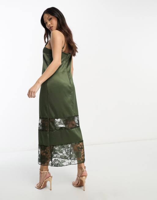 river island print midi dress khaki