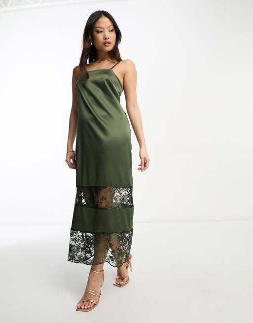 river island print midi dress khaki