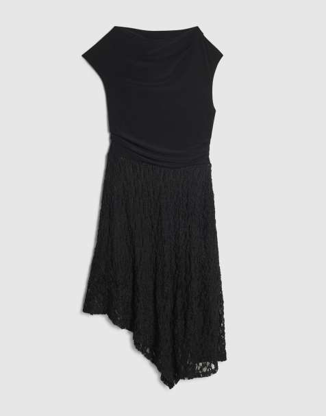 River Island Petite Lace hybrid drape dress in black - view 1