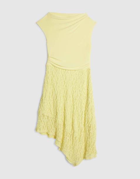 River Island Petite Lace hybrid drape dress in yellow - view 1