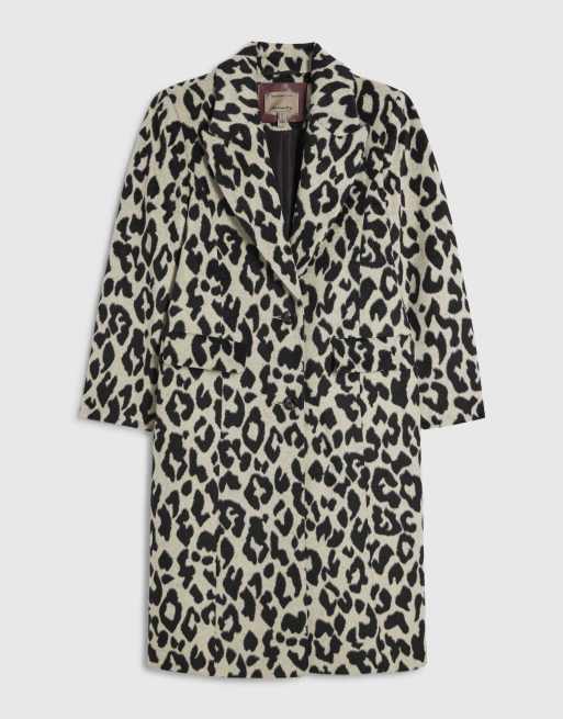 River Island Petite leopard print coat in cream , 4 of 4