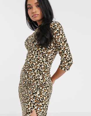 petite leopard print midi dress