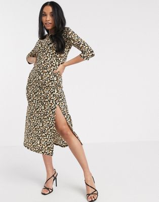 petite leopard print midi dress