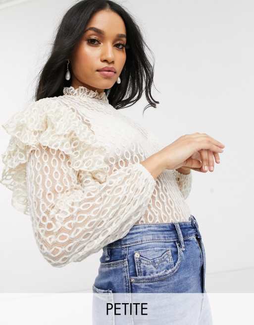 High neck lace blouse sale