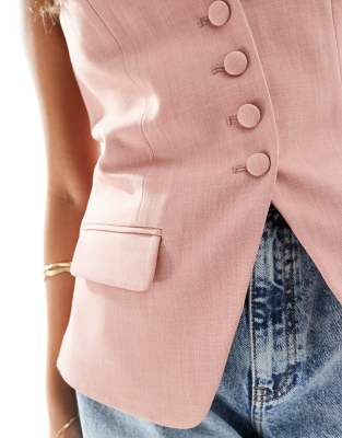 River Island Petite Longline Vest In Pink